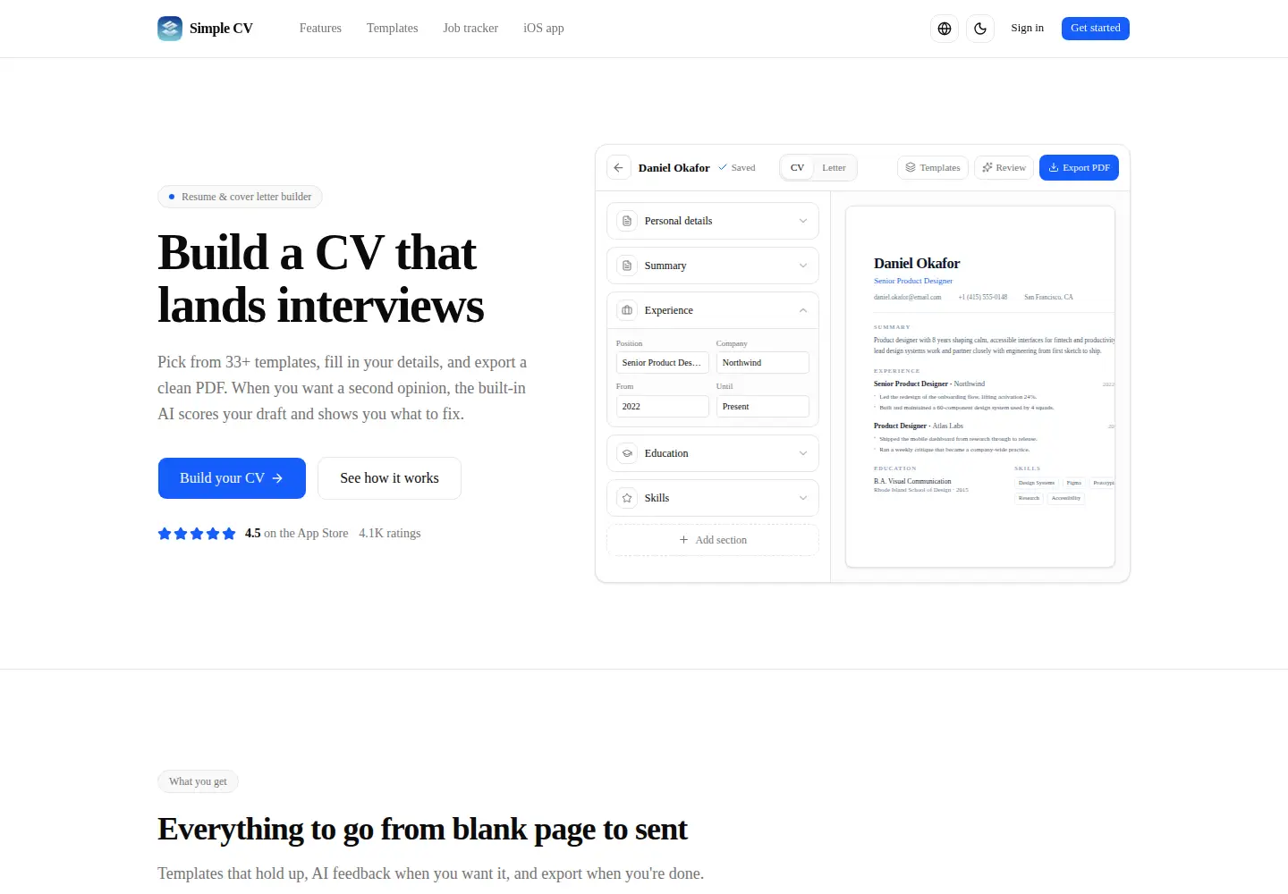 Screenshot of simpleresume.app