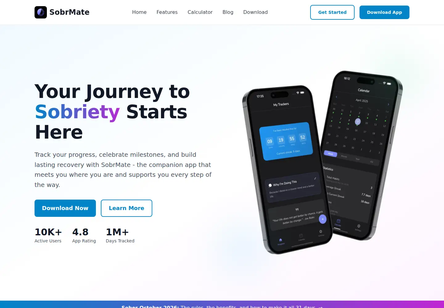 Screenshot of sobrmate.app