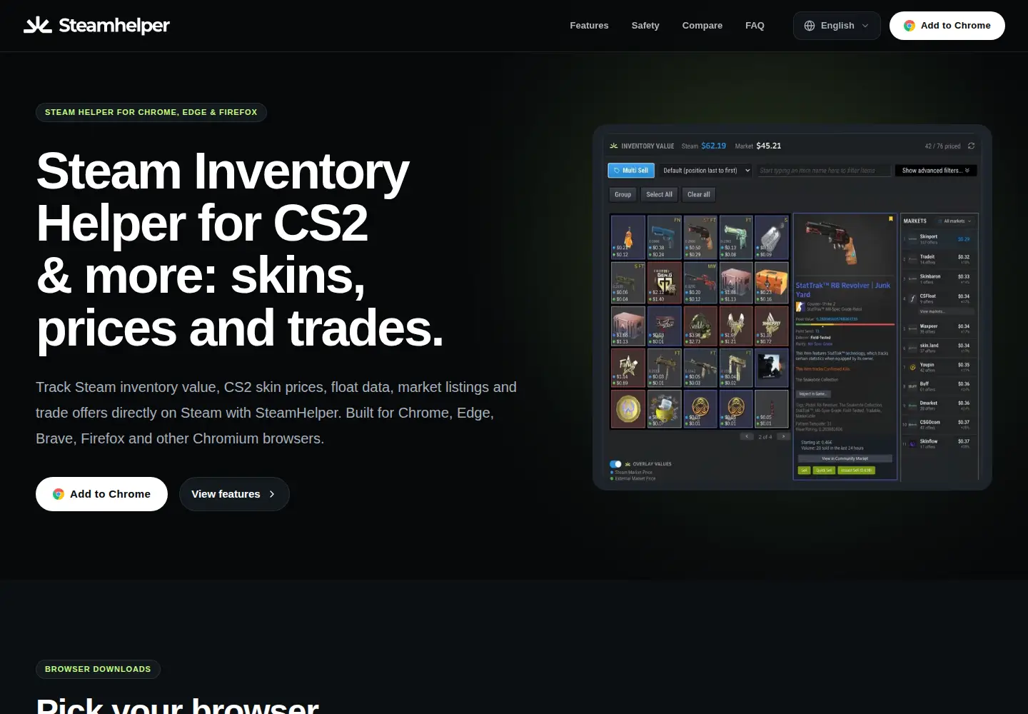 Captured homepage of steamhelper.app in the current scan