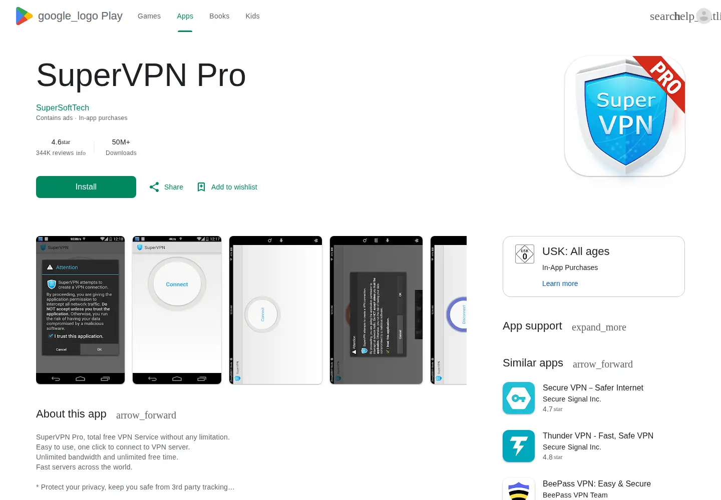 Screenshot of supervpnpro.app