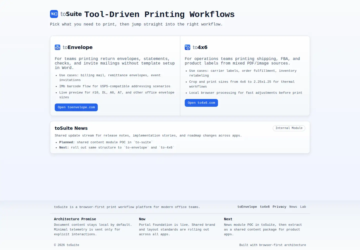 Captured homepage of tosuite.app in the current scan