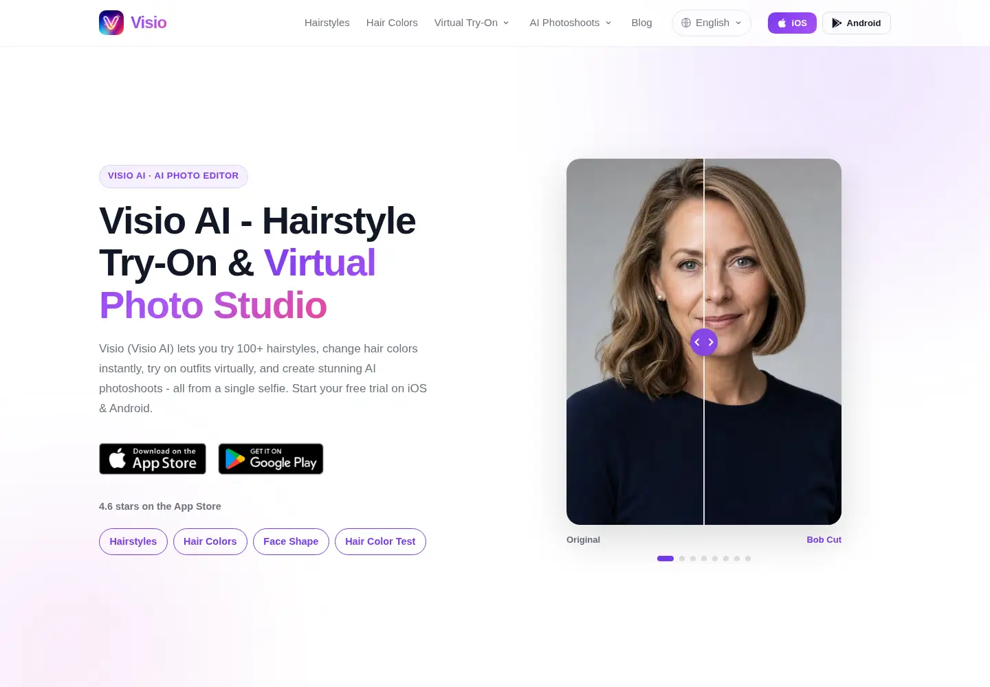 Captured homepage of visioai.app in the current scan