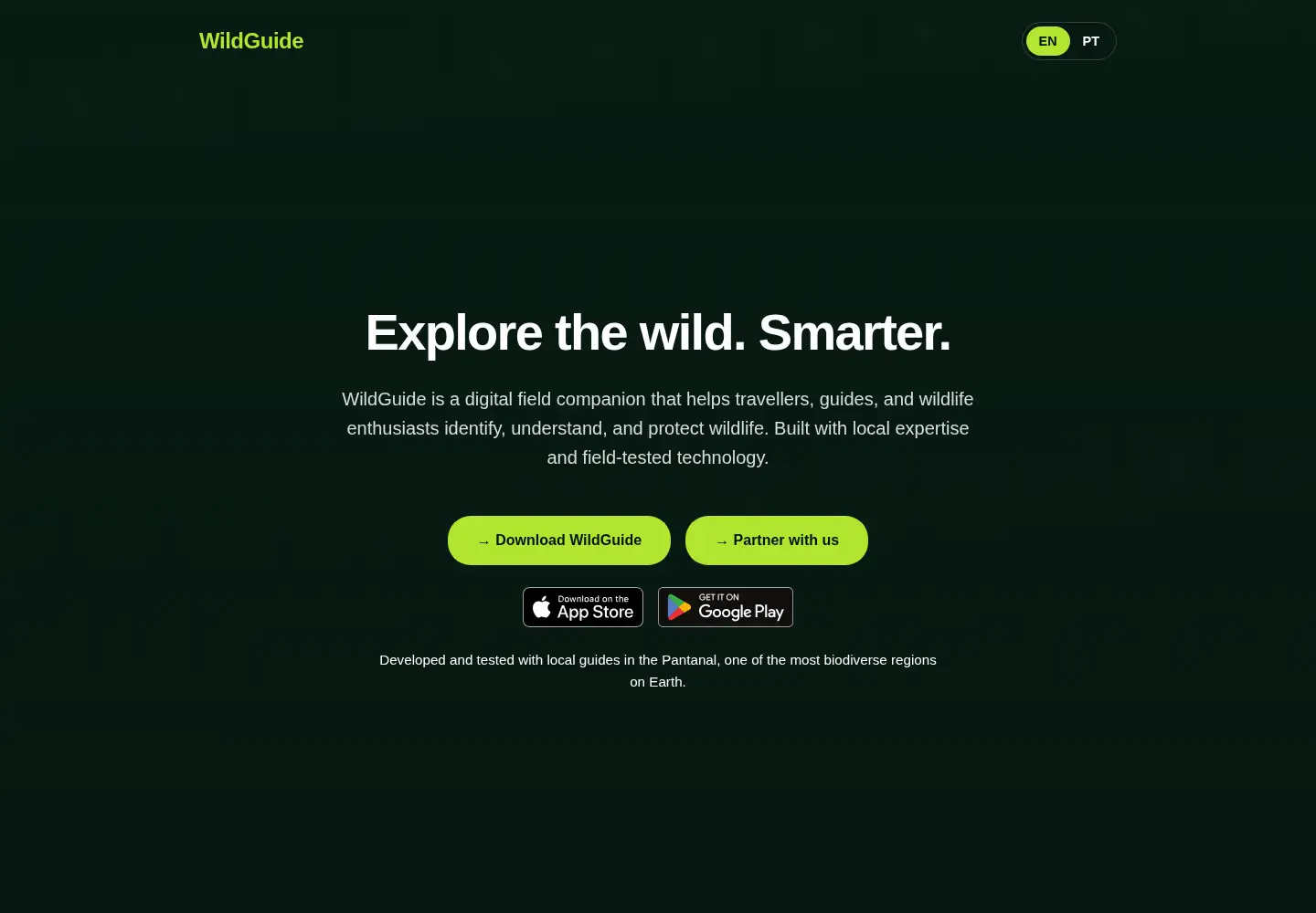 Screenshot of wildguide.app