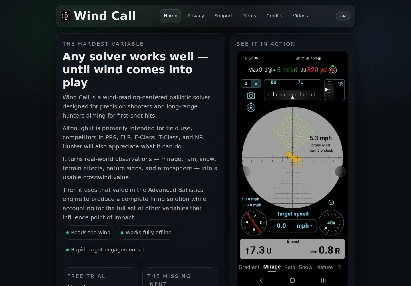 Screenshot of windcall.app