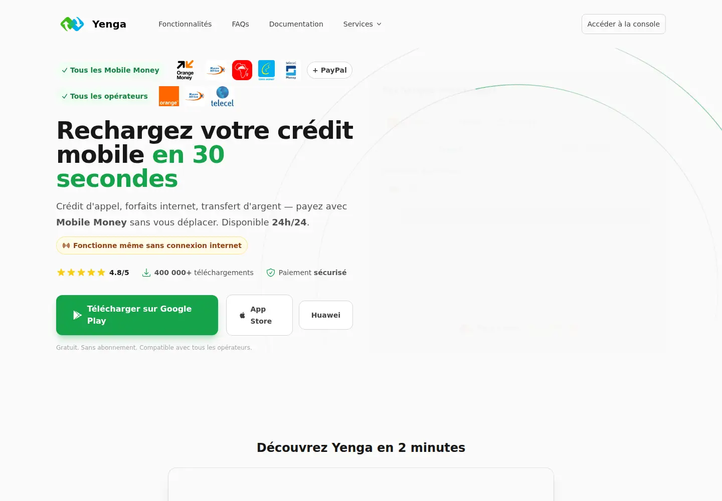 Captured homepage of yenga.app in the current scan