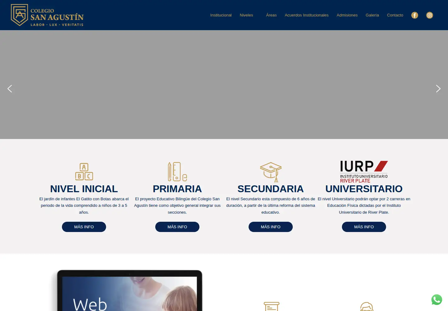 Captured homepage of colegiosanagustin.edu.ar in the current scan