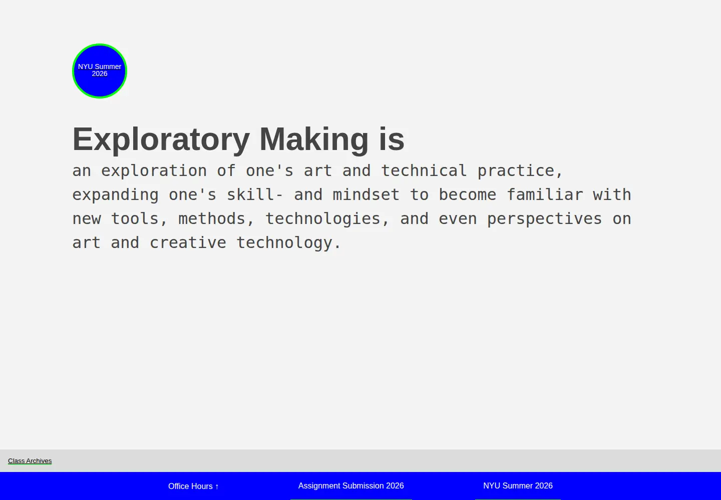 Screenshot of exploratorymaking.art