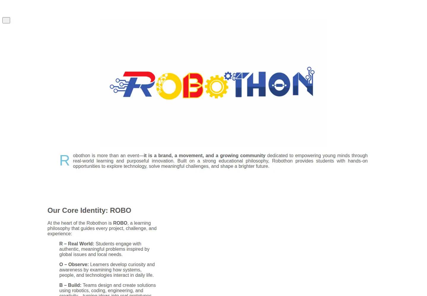 Captured homepage of robothon.asia in the current scan
