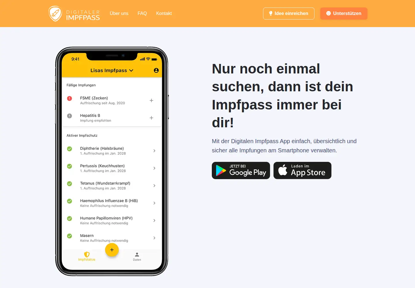 Screenshot of digitaler-impfpass.at