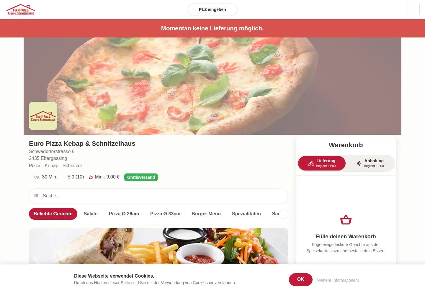 Screenshot of europizzakebap.at