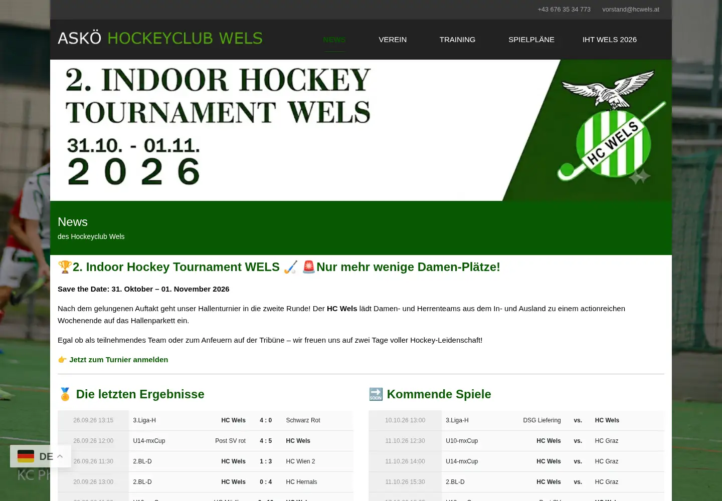 Captured homepage of hcwels.at in the current scan