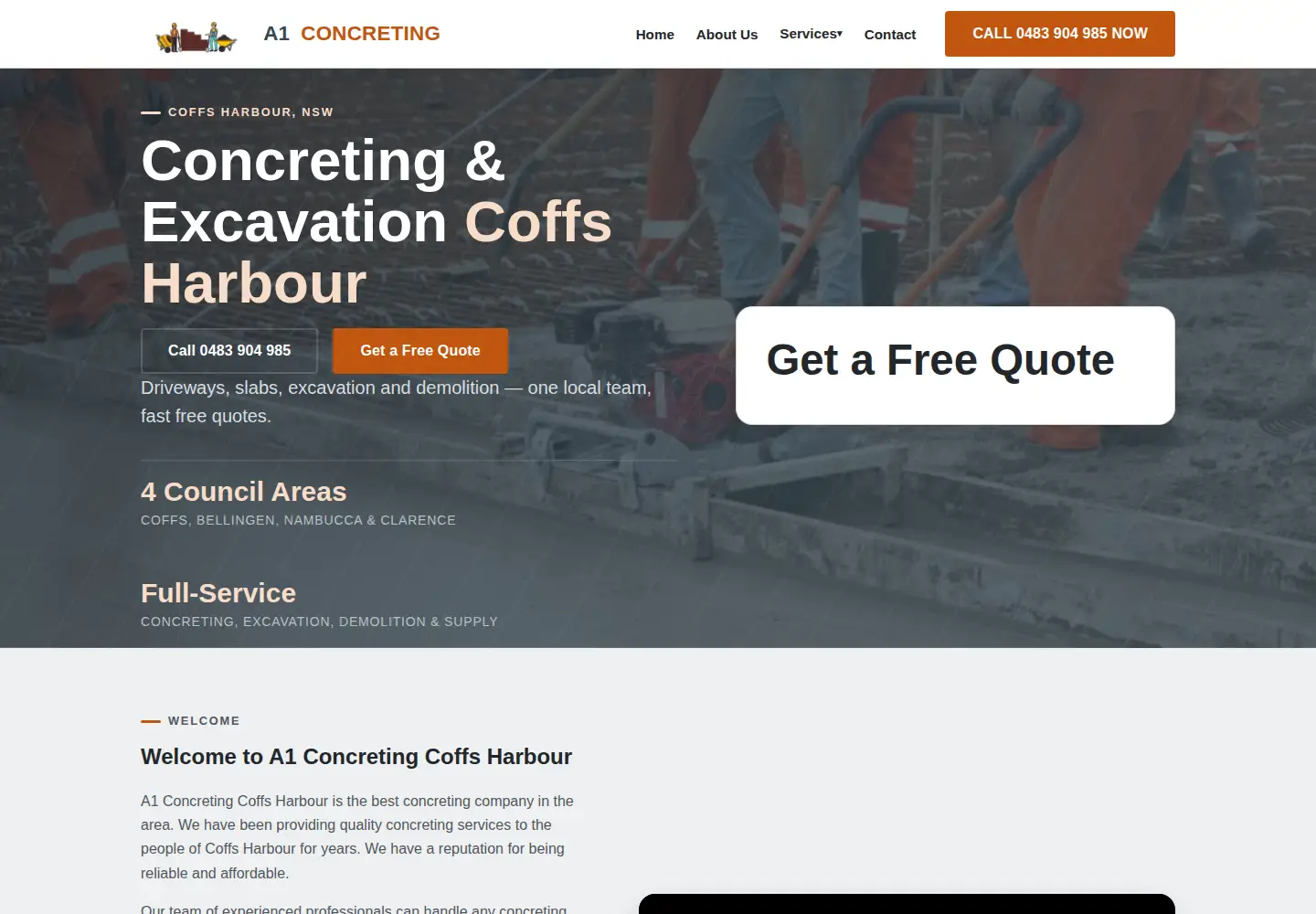Screenshot of coffsharbourconcreting.com.au