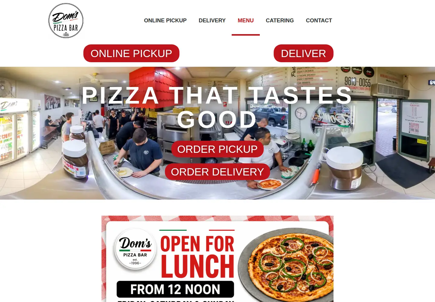 Screenshot of domspizzabar.com.au