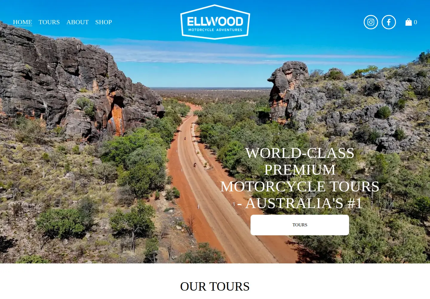 Screenshot of ellwoodmotorcycleadventures.com.au