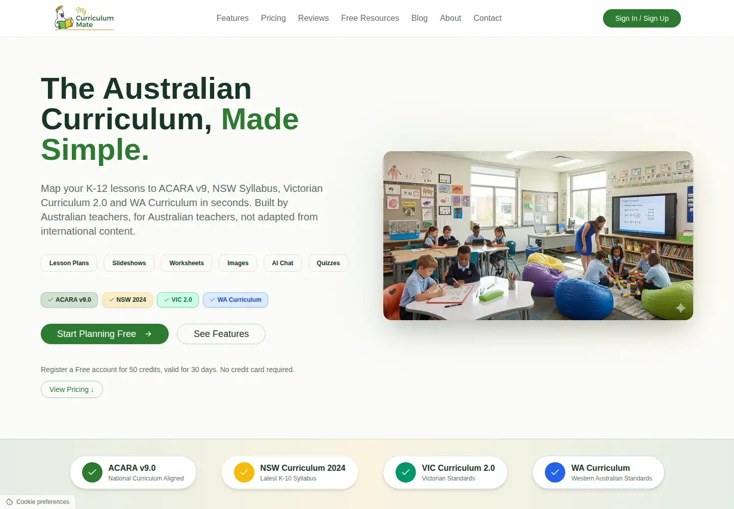 Screenshot of mycurriculummate.com.au