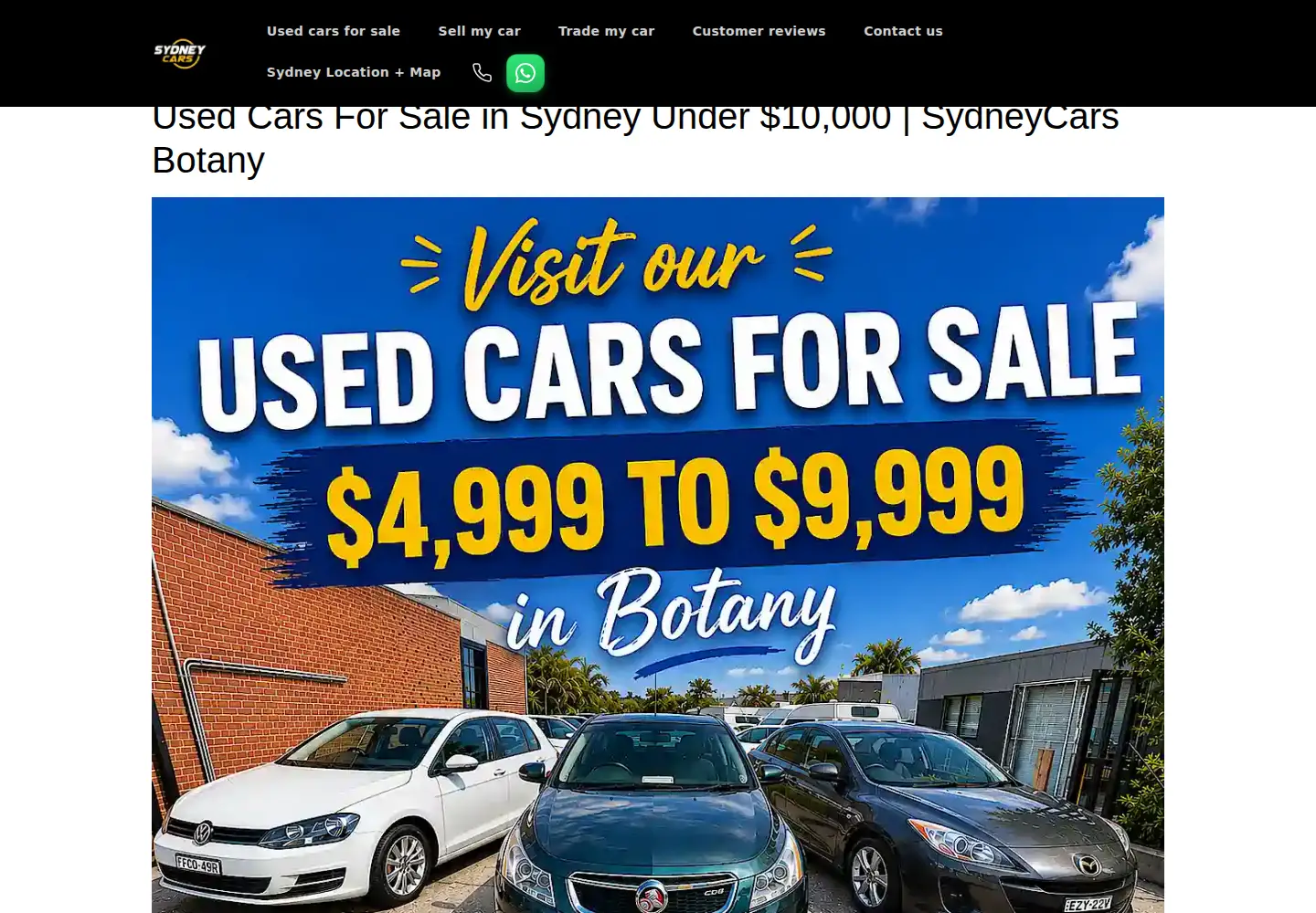 Captured homepage of sydneycars.com.au in the current scan