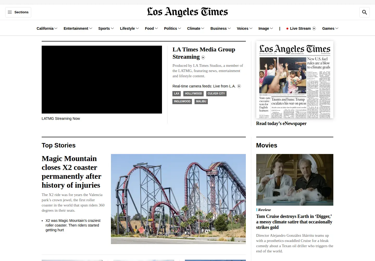 Screenshot of latimes.com