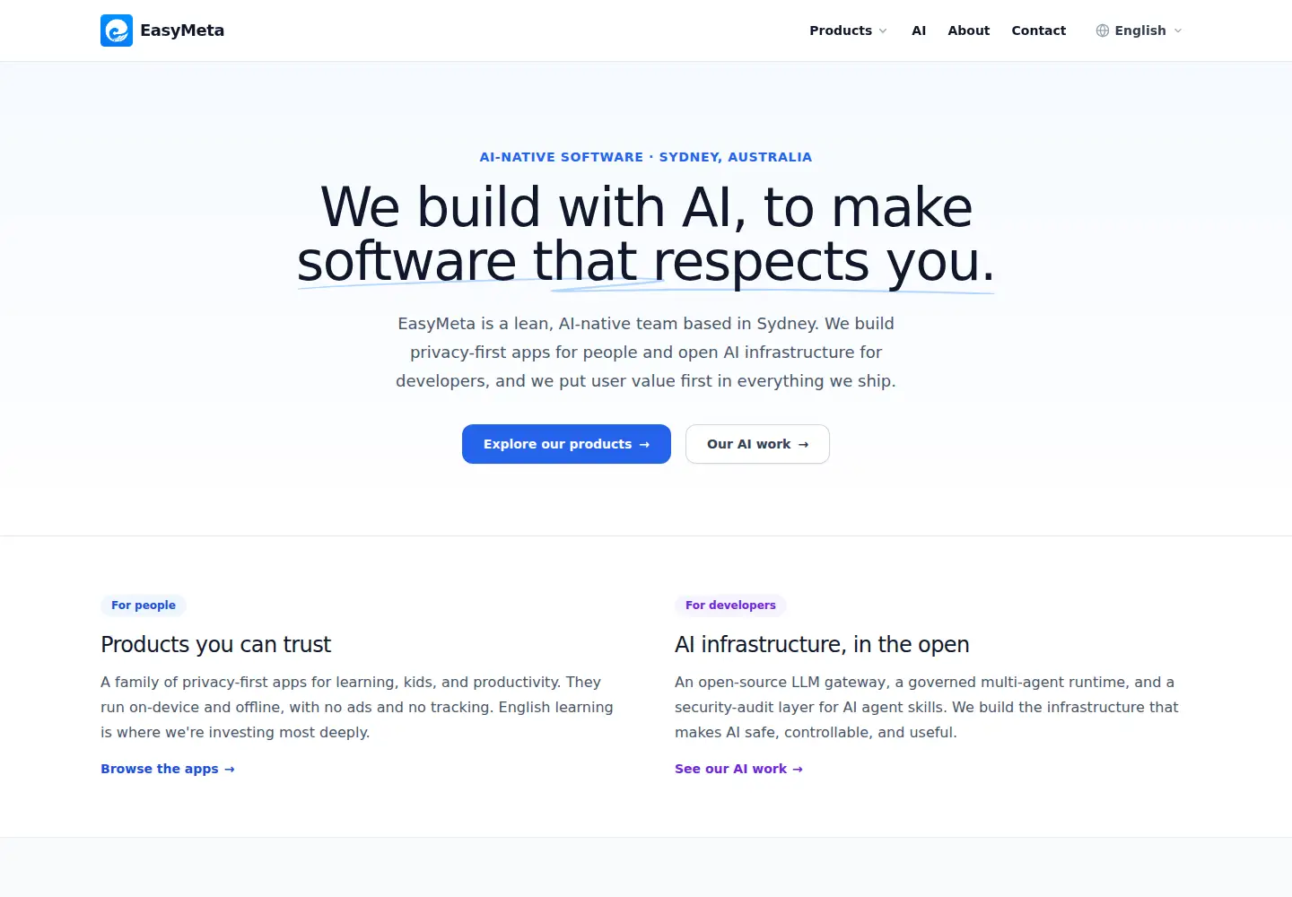 Screenshot of easymeta.au