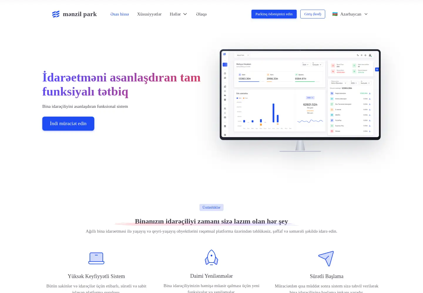 Captured homepage of menzilpark.az in the current scan