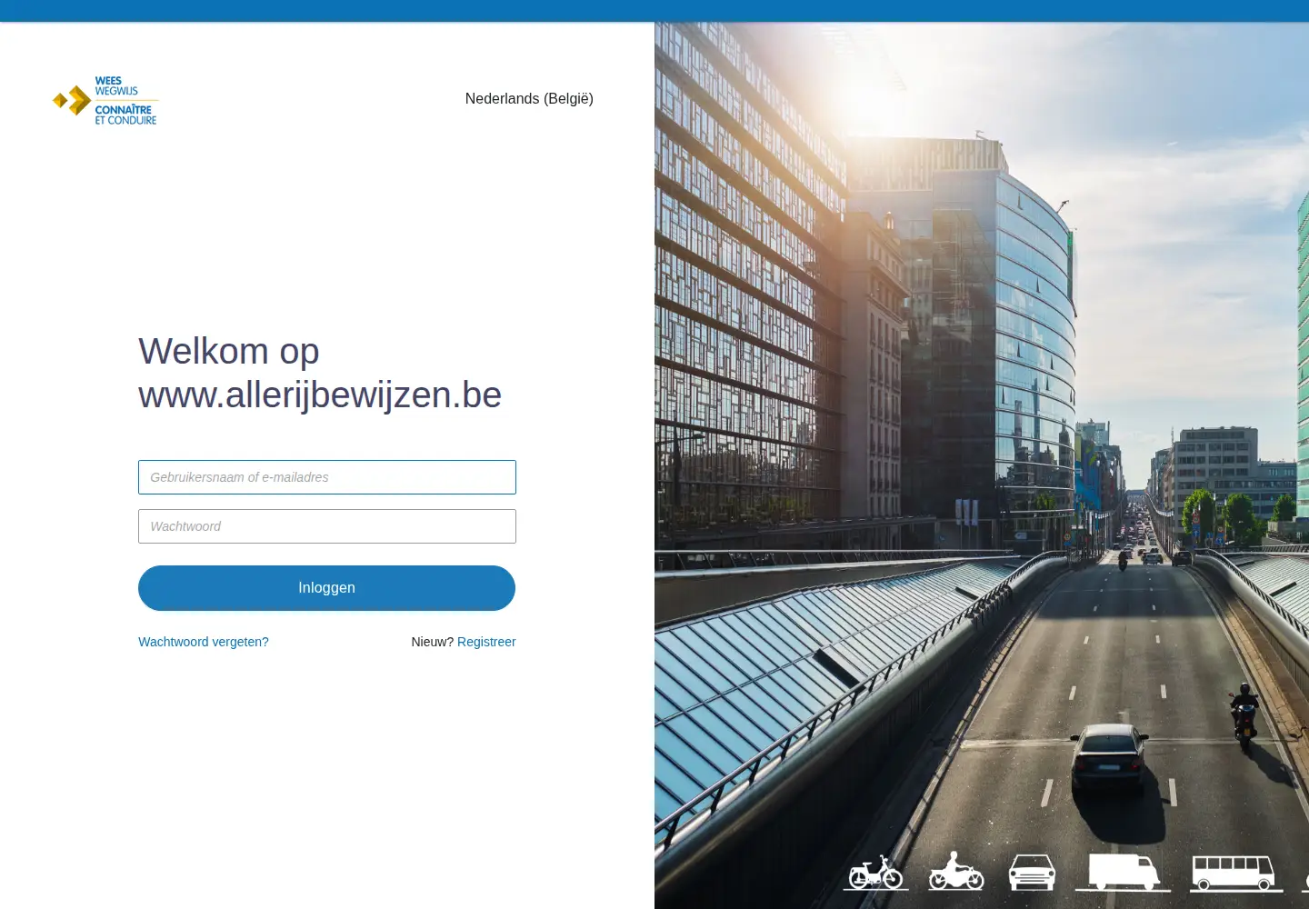 Captured homepage of allerijbewijzen.be in the current scan