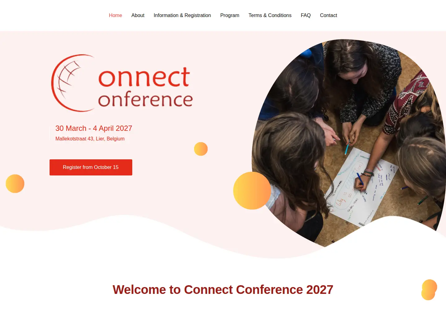 Captured homepage of connectconference.be in the current scan