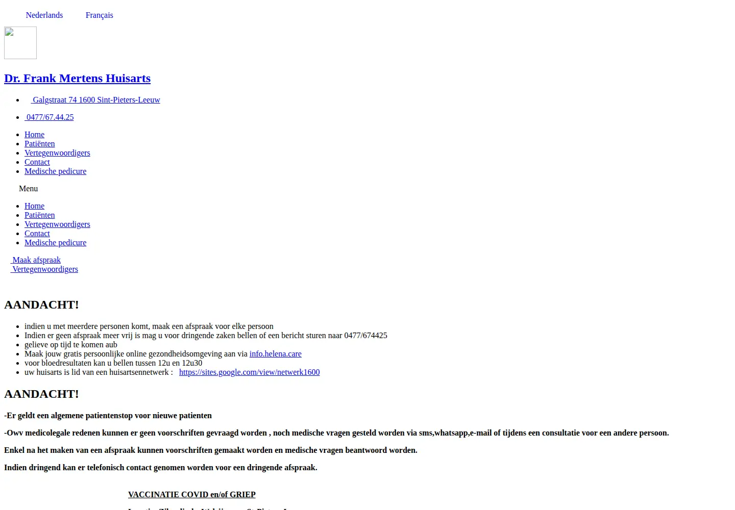 Captured homepage of drmertens.be in the current scan