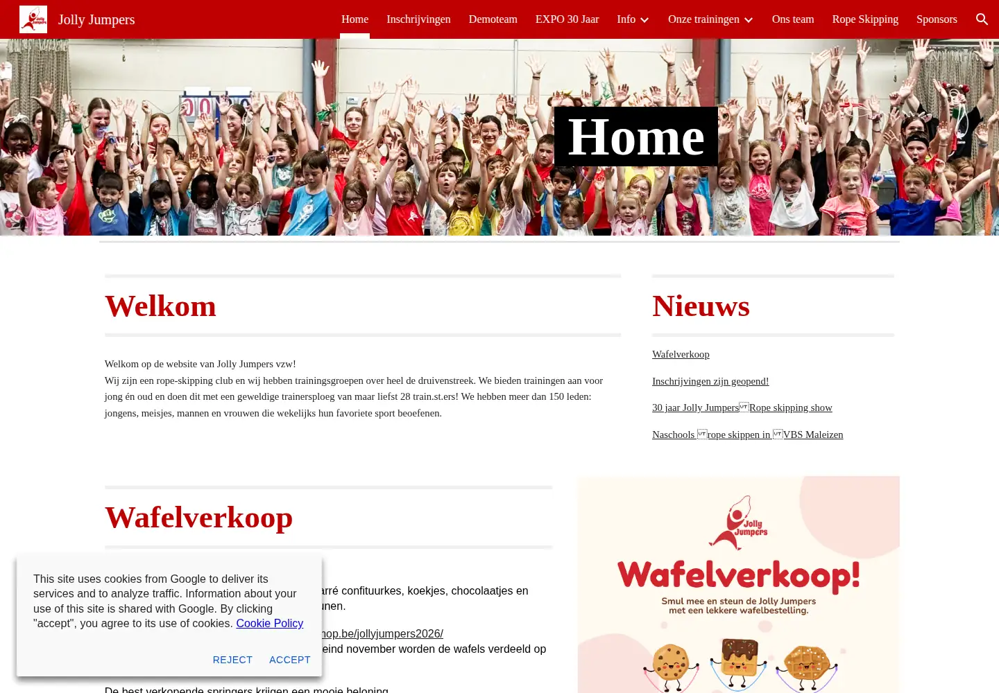 Captured homepage of jollyjumpers.be in the current scan
