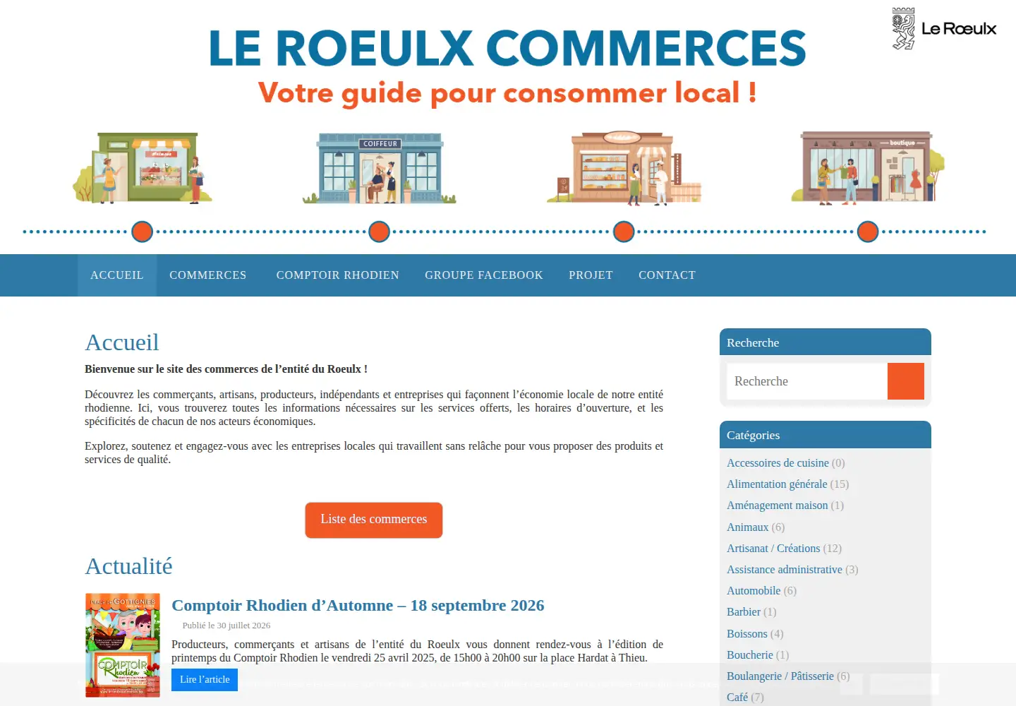 Captured homepage of leroeulxcommerces.be in the current scan