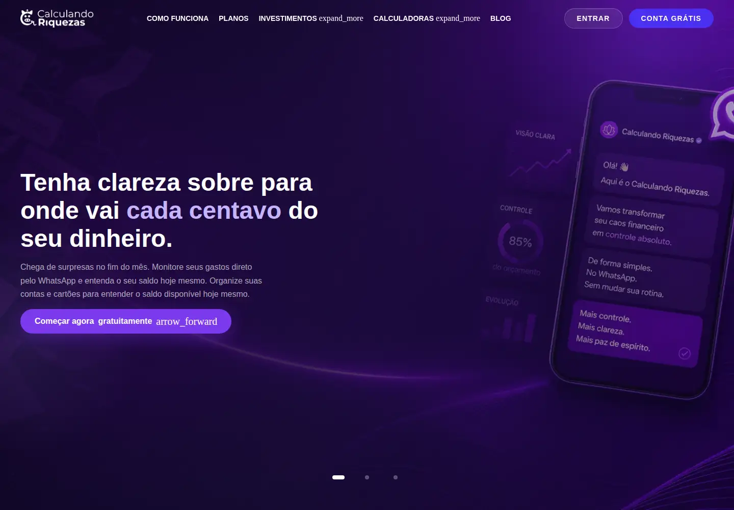 Screenshot of calculandoriquezas.com.br
