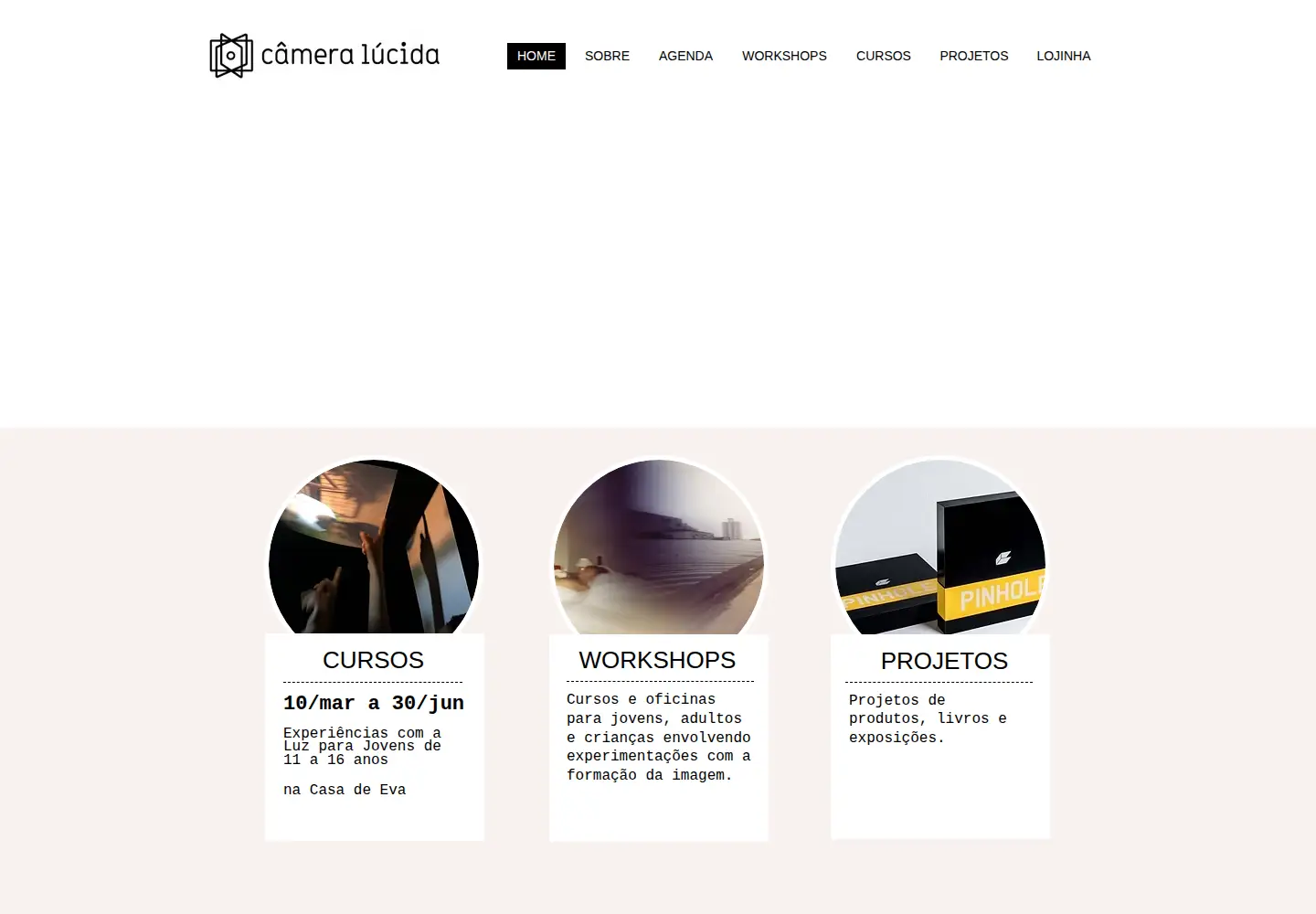 Captured homepage of cameralucida.com.br in the current scan