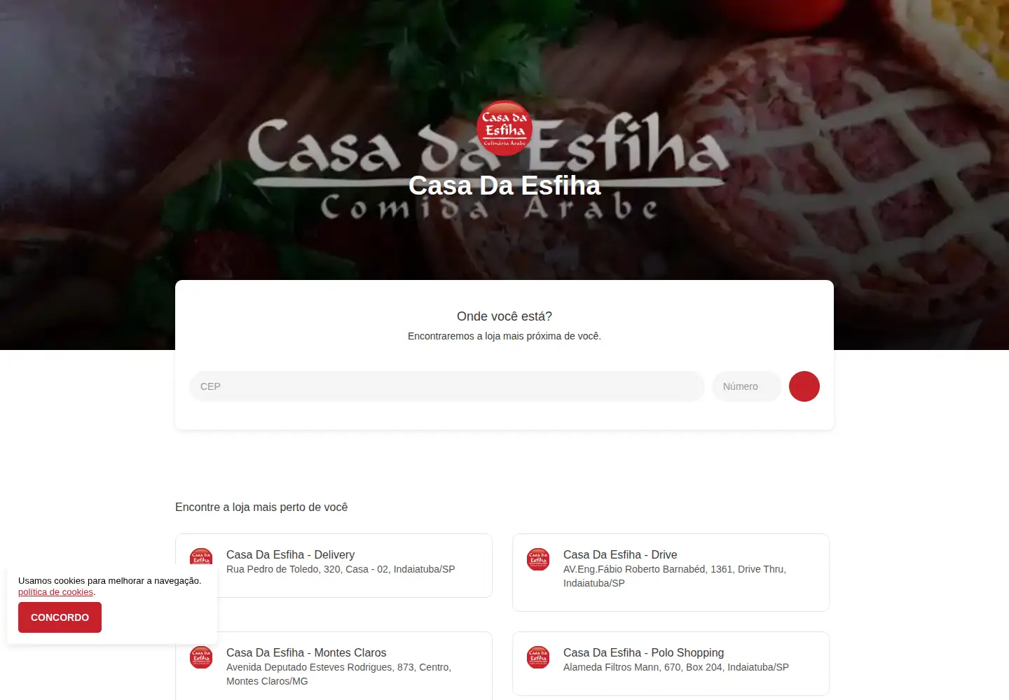 Captured homepage of clubecasadaesfiha.com.br in the current scan