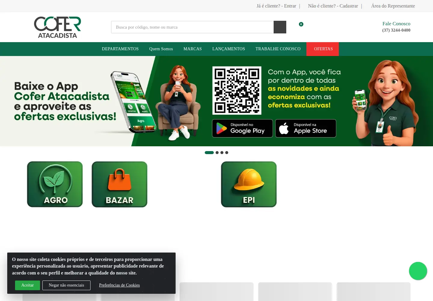 Captured homepage of coferatacadista.com.br in the current scan