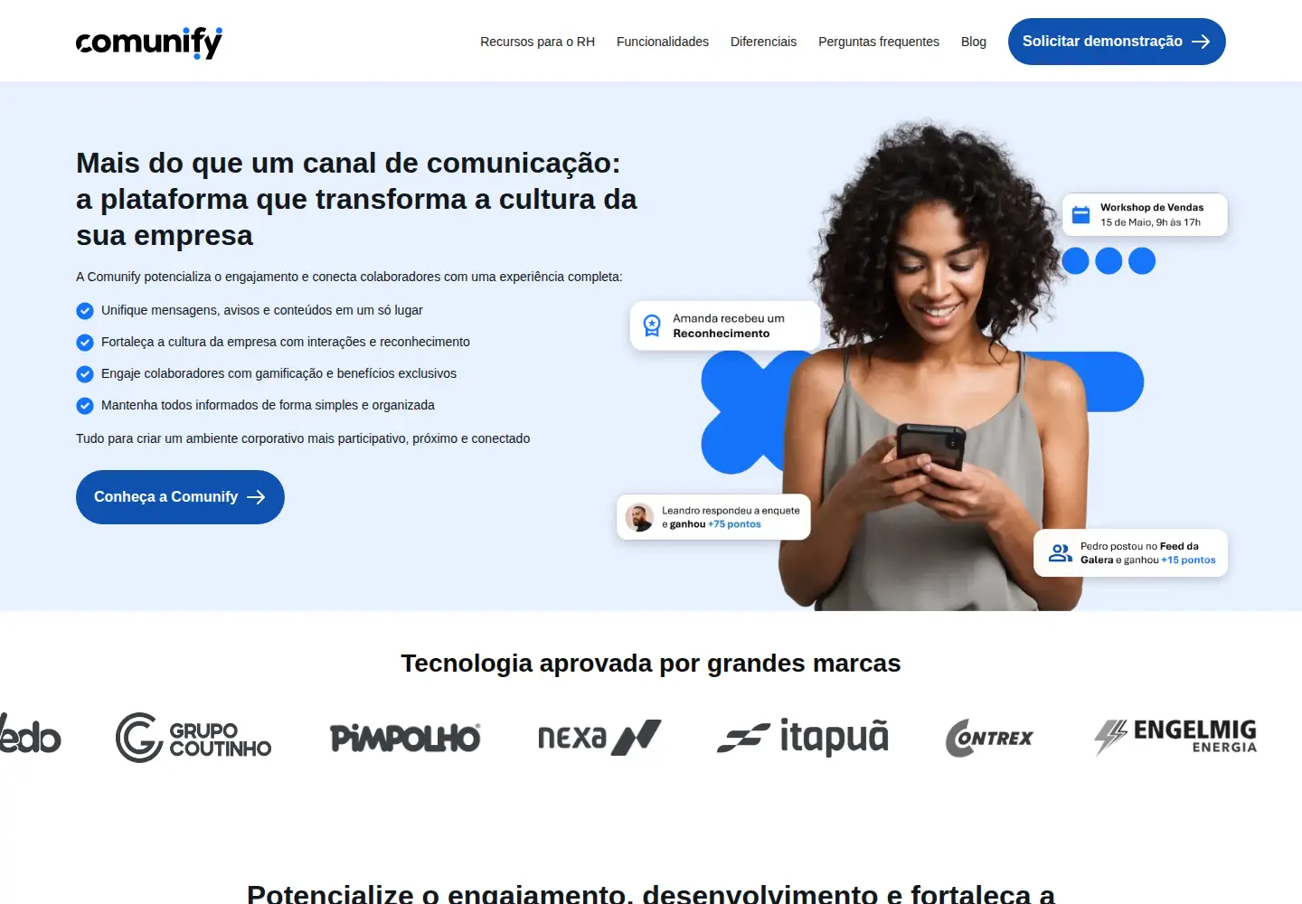 Captured homepage of comunifyapp.com.br in the current scan
