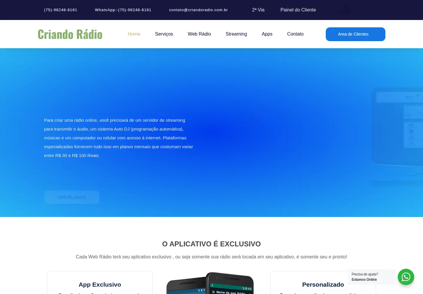 Screenshot of criandoradio.com.br