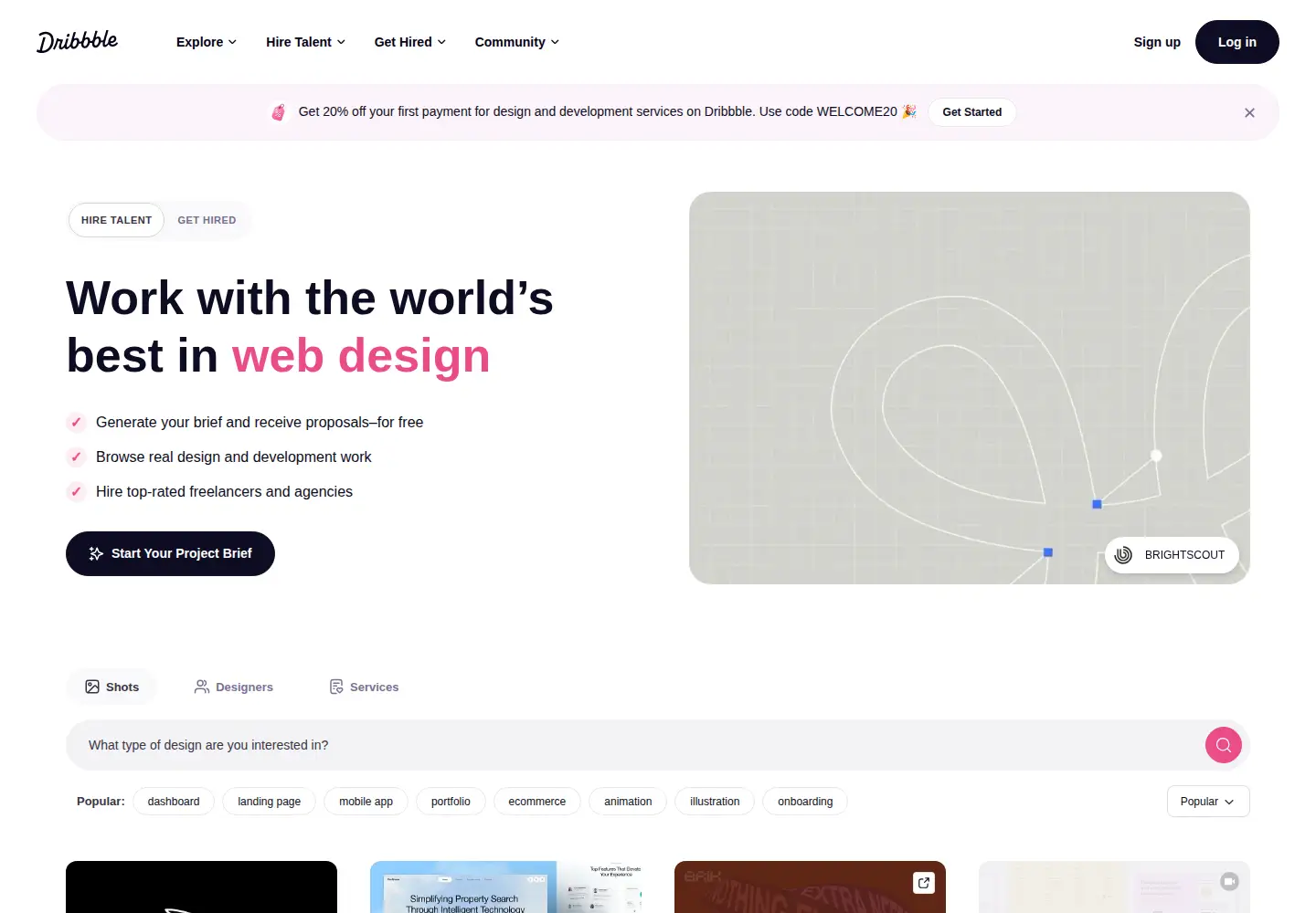 Screenshot of dribbble.com