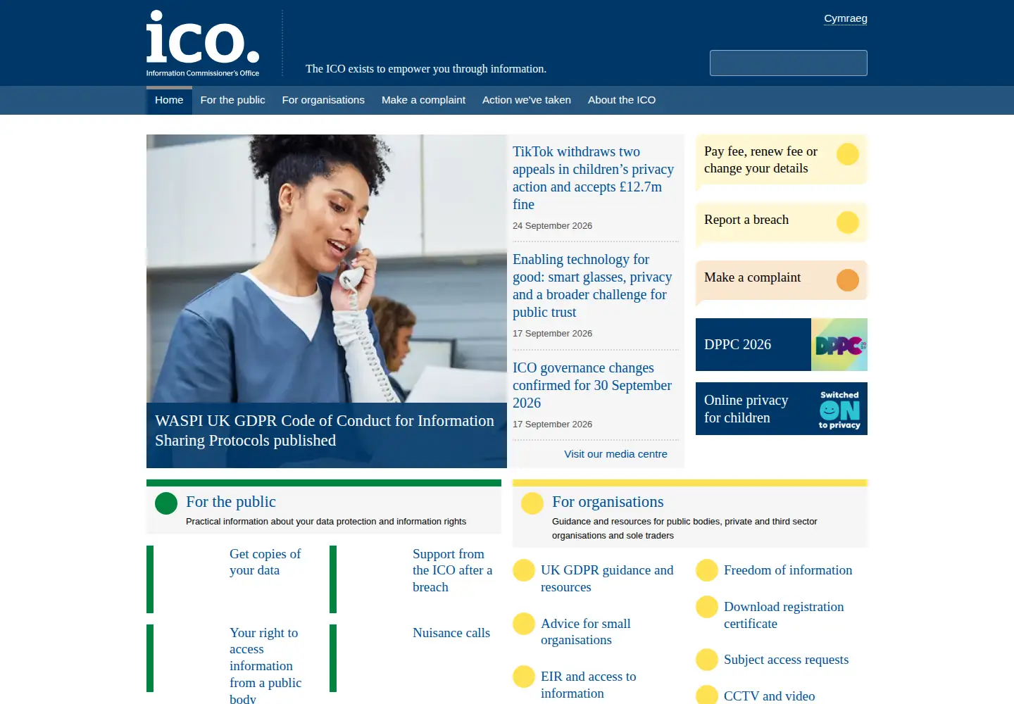 Screenshot of ico.org.uk