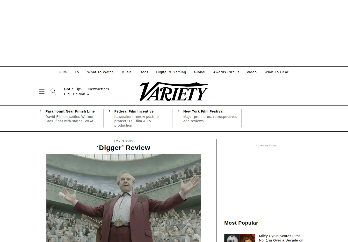 Screenshot of variety.com