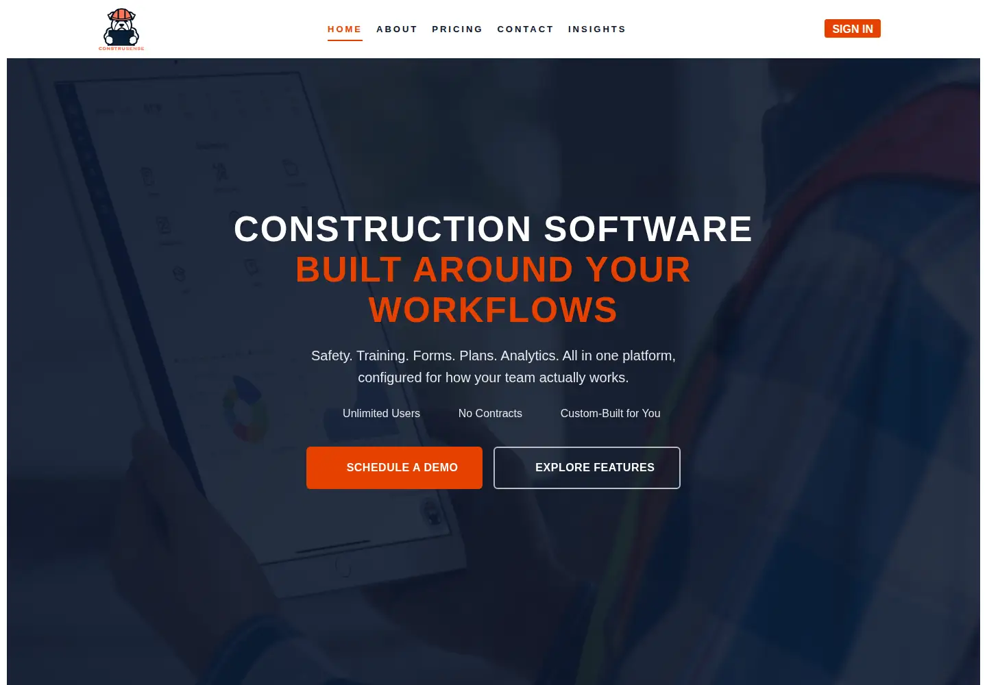 Captured homepage of construsense.com in the current scan