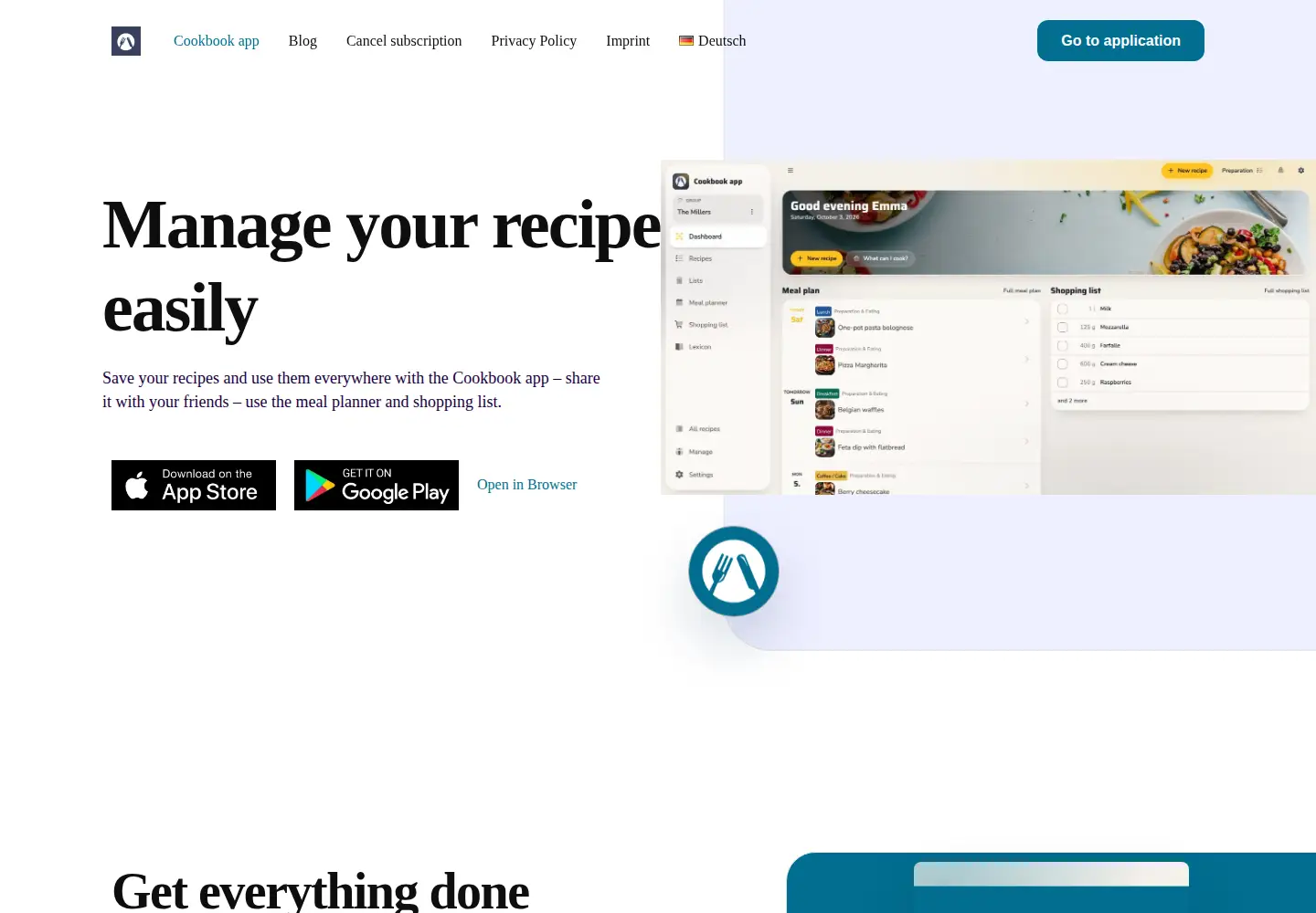 Captured homepage of cookbook-app.com in the current scan