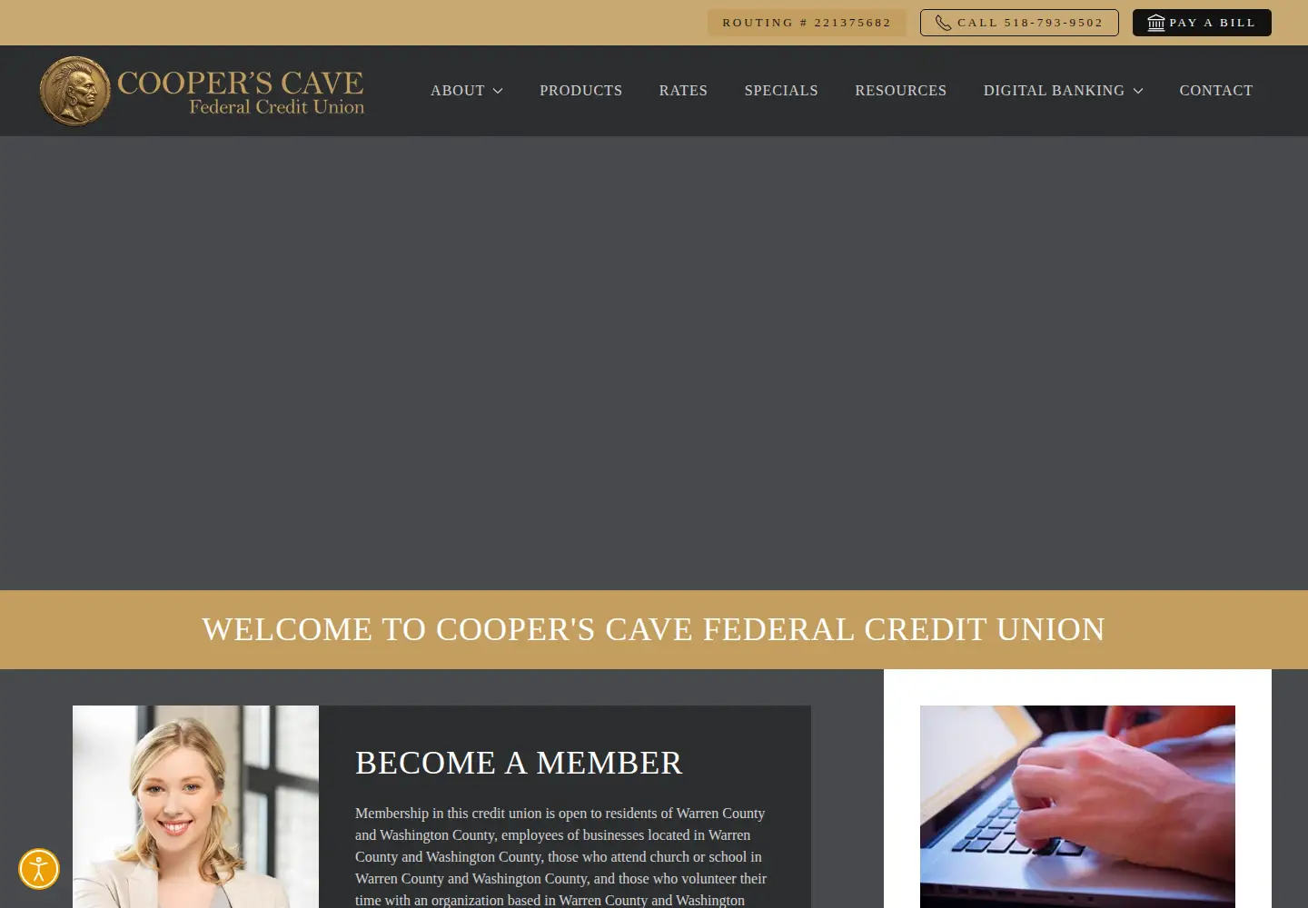 Screenshot of cooperscavefcu.com