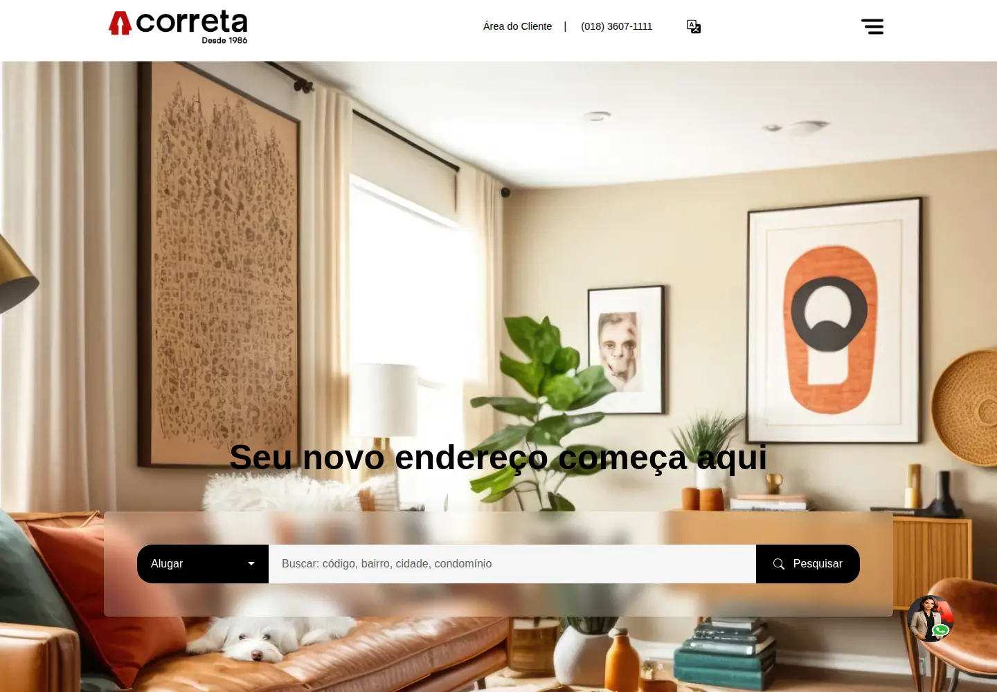 Captured homepage of corretaimoveis.com in the current scan