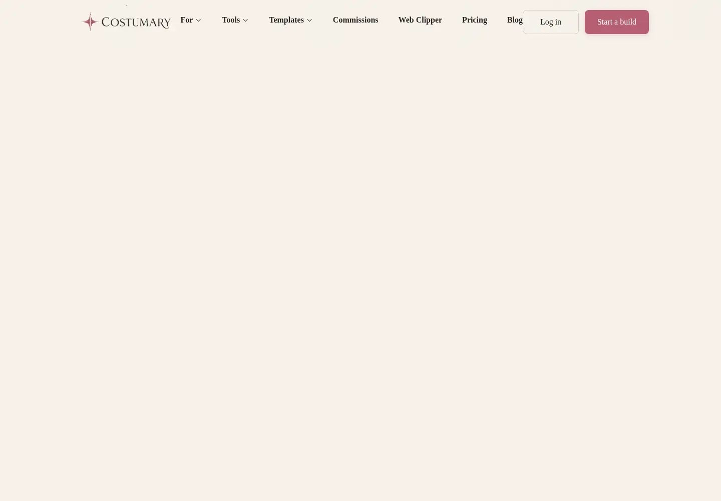 Captured homepage of costumary.com in the current scan