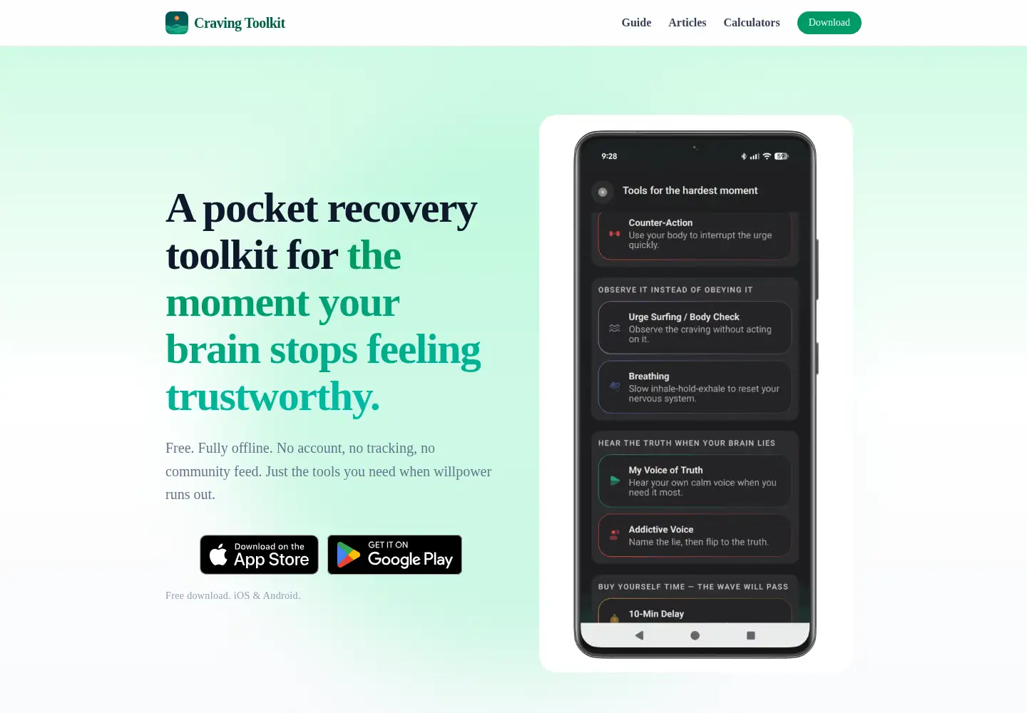 Screenshot of cravingtoolkit.com