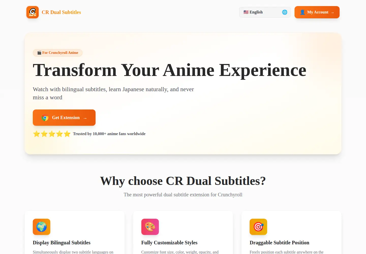 Captured homepage of crdualsubtitles.com in the current scan