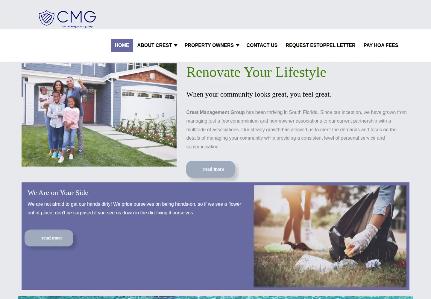 Captured homepage of crestmanagementgroup.com in the current scan