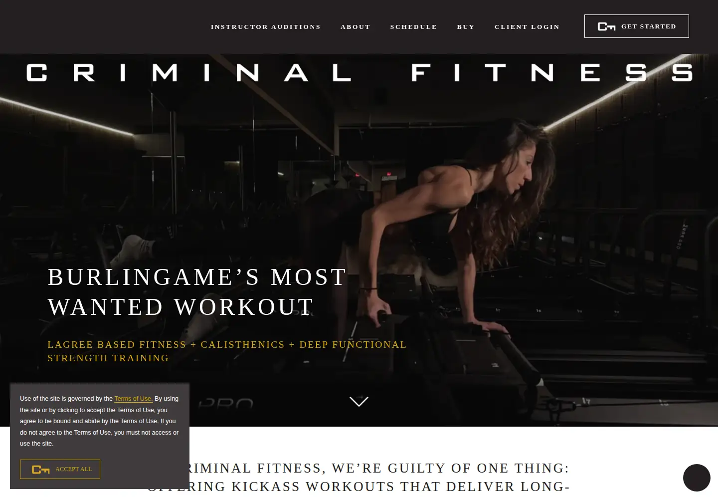 Captured homepage of criminalfitness.com in the current scan