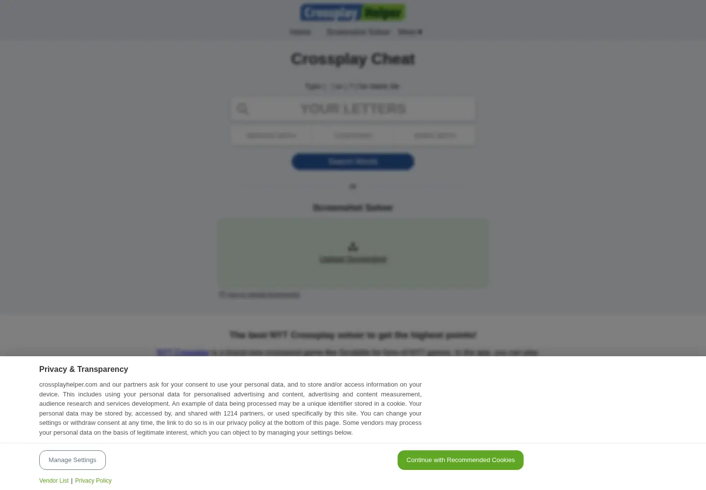 Captured homepage of crossplayhelper.com in the current scan
