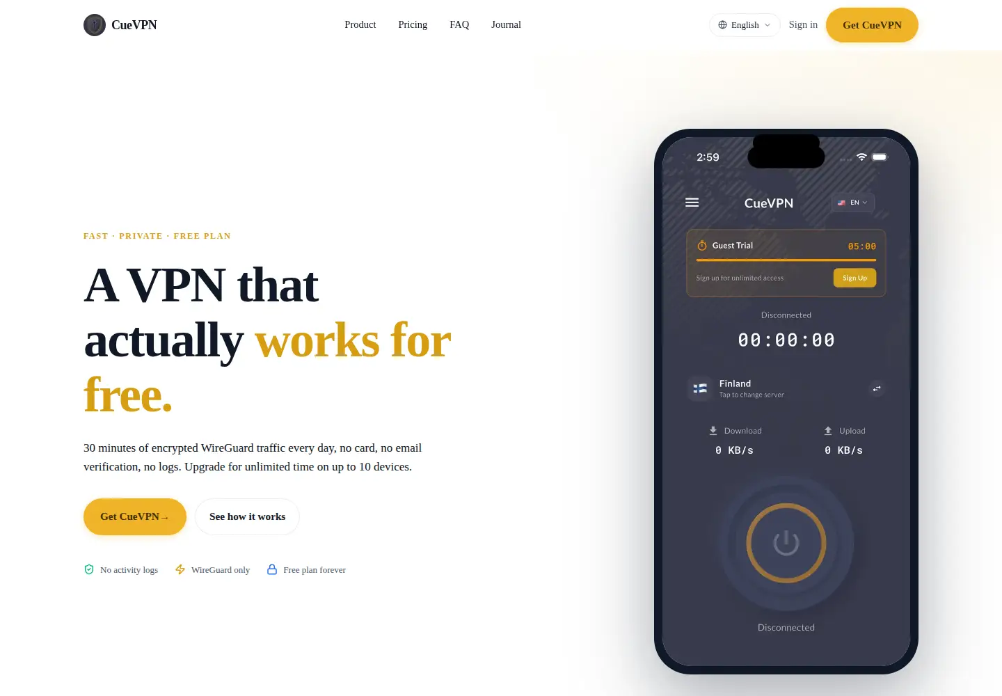 Captured homepage of cuevpn.com in the current scan