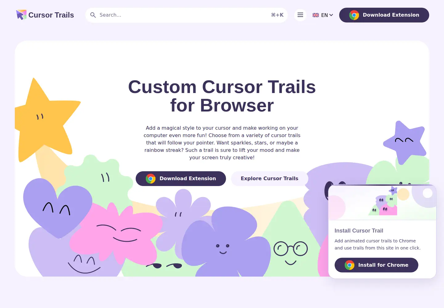 Screenshot of cursor-trails.com