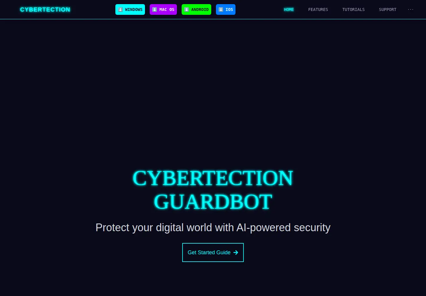 Captured homepage of cybertection-guardbot.com in the current scan
